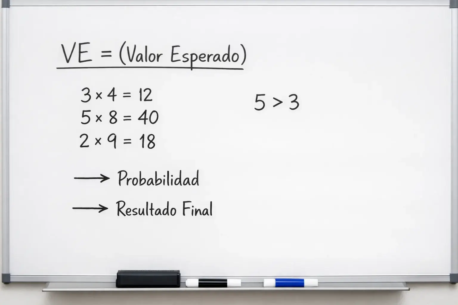 Pizarra con f&oacute;rmula matem&aacute;tica de valor esperado y ejemplo de c&aacute;lculo de valuebet